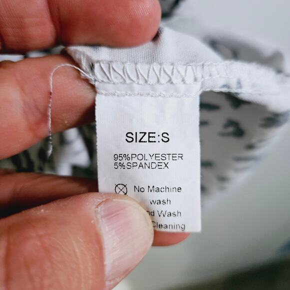 Boutique Women's S Embroidered Floral Neck Blouse Mixed Animal Print Cheetah - Picture 5 of 5